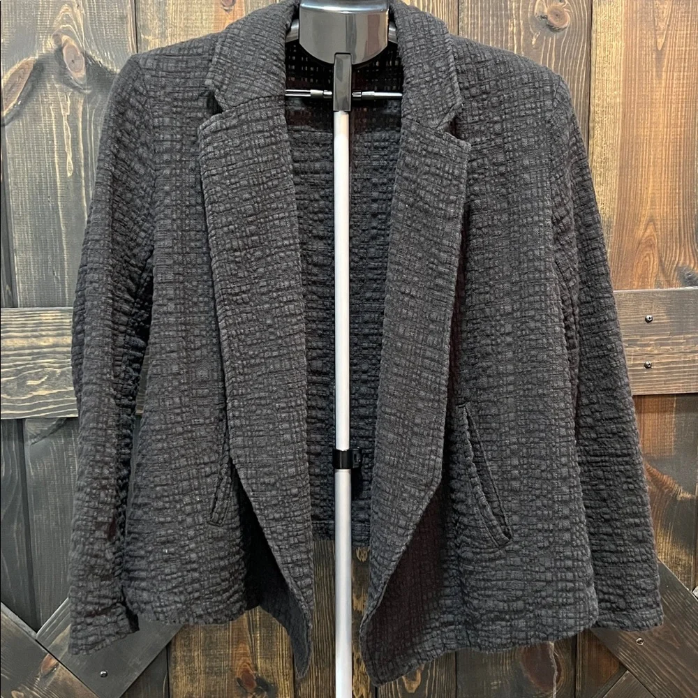 Free‎ People Black Crinkle Open Blazer Jacket S Gauzy Dark Academia Artsy Boho